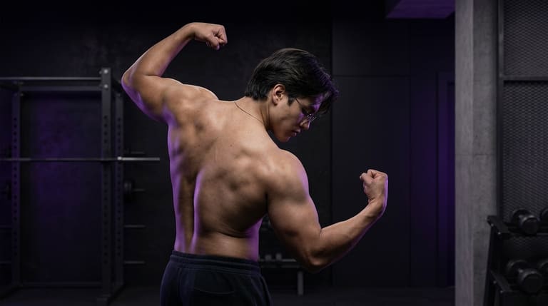 Daniel Alexis Lozano Luévano en un gimnasio oscuro, iluminación editorial.